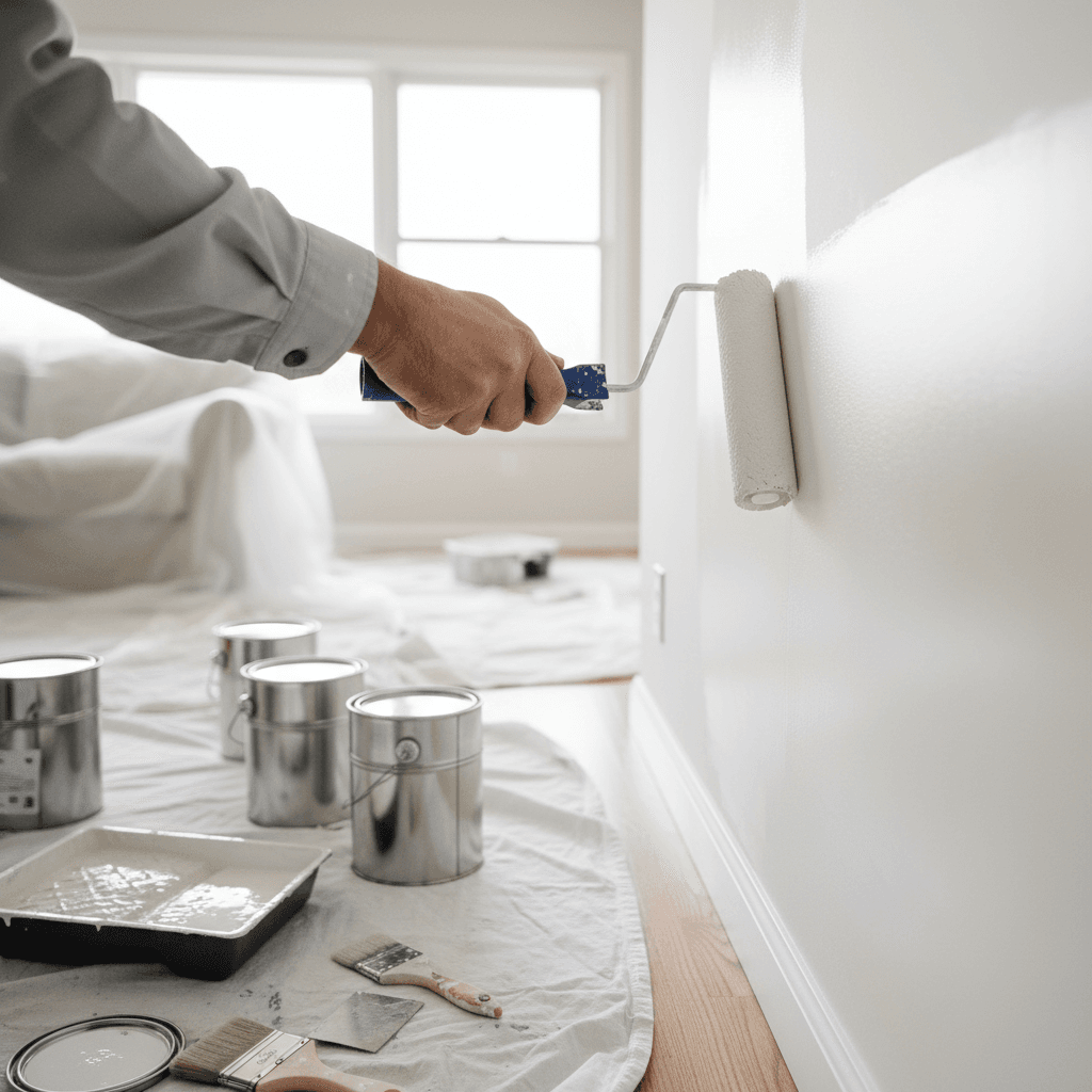 Frisch gestrichene Wand in einer Berliner Wohnung